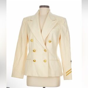 Vintage Ralph Lauren Blue Label Naval wool Ivory Blazer Gold Trim USA Size 8